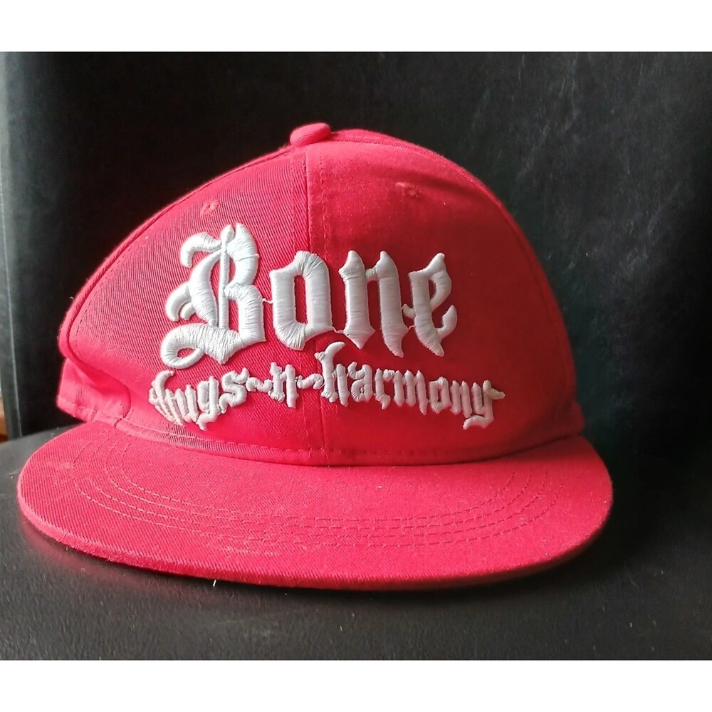 Bone Thugs N Harmony. Vintage Flat Bill 3-D Embroidered Red/White Baseball Cap.